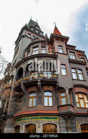 Schöne Synagoge im Prager Judenviertel Stockfoto