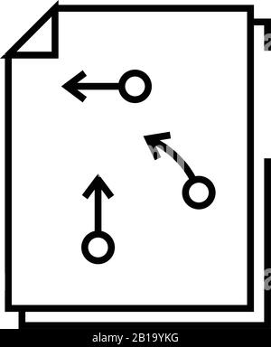 Zeilensymbol des Entscheidungsalgorithmus, Konzeptzeichen, Konturvektorabbildung, lineares Symbol. Stock Vektor