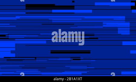 Schnelles blaues Muster, Farbglitch-Textur, dynamischer horizontaler Vektordruck Stock Vektor