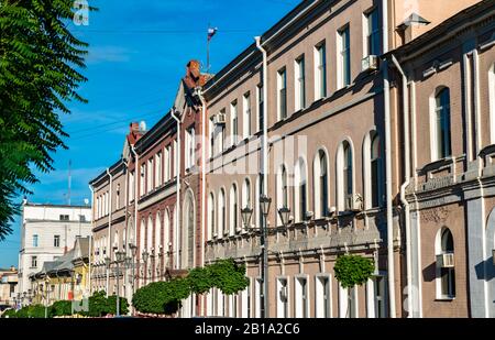 Gebäude im Stadtzentrum von Astrachan, Russland Stockfoto