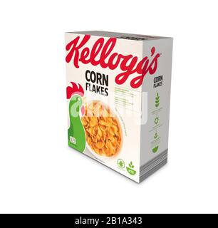 Italien, 18. februar 2020: Berühmter Satz von Kellogs Conflakes illustrierender Leitartikel Stockfoto