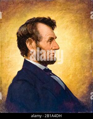 The Penny Image of Abraham Lincoln (1809-1865), Porträtgemälde im Profil von William Willard, 1864 Stockfoto