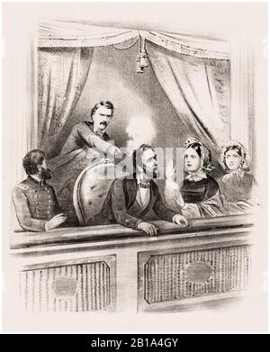 Ermordung von Präsident Abraham Lincoln, 14. April 1865 im Ford's Theatre, Druck unbekannter Künstler, um 1865 Stockfoto