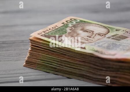 Geld von der Ukraine. Mehreren Ukrainischen Hryvnia Banknoten. UAH. 500 Forint Stockfoto