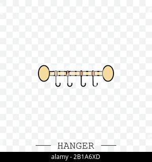 Farbe des Kleiderbügel-Symbols Vektor. Symbol des Kleiderbügel-Aufhängers für Kleidung. Aufhängung mit Haken. Aufhänger für Handtücher und Hüte Stock Vektor