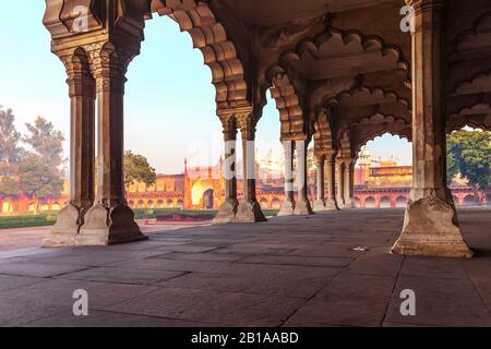 Diwan-i-Aam, Halle des öffentlichen Publikums in Agra Fort, Indien Stockfoto