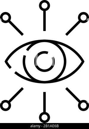 Erkennungssymbol, Konzeptzeichen, Konturvektorabbildung, lineares Symbol. Stock Vektor