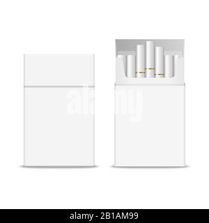 Vector 3d Realistisch Geschlossen Leer leer und mit Cigarettes Pack Box Symbol Auf Transparentem Hintergrund geschlossen. Designvorlage. Rauch Stock Vektor