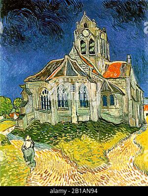 Die Kirche in Auvers-sur-Oise, 1890 - Gemälde von Vincent van Gogh - Sehr hohe Auflösung und Qualitätsbild Stockfoto