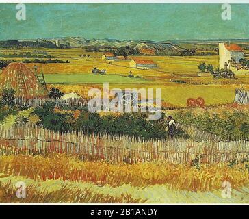 The Harvest, im Jahr 1888 - Gemälde von Vincent van Gogh - Sehr hohe Auflösung und hochwertige Bilder Stockfoto