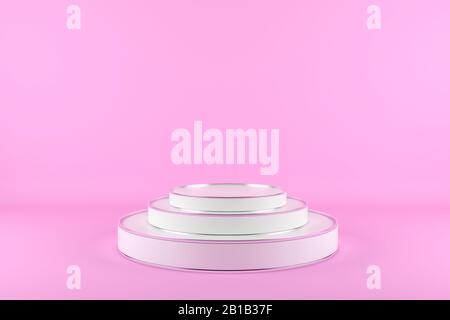 3D-Rendering, abstrakter geometrischer Hintergrund, Zylinderpodium, minimalistische primitive Formen, moderne Mock-up, leere Vorlage, leeres Schaufenster, Schaufenster Stockfoto