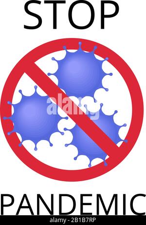 Warnung vor Pandemie stoppen. NCov 2019 concept.Coronavirus, Pandemie-Konzept. Kann als Flyer, Banner oder Ausdruck verwendet werden. Flat Cartoon Illustration isoliert auf Stock Vektor