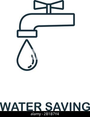 Symbol für Wassereinsparung aus der Sammlung sauberer Energie. Wassersparsymbol für einfache Linienelemente für Vorlagen, Webdesign und Infografiken Stock Vektor