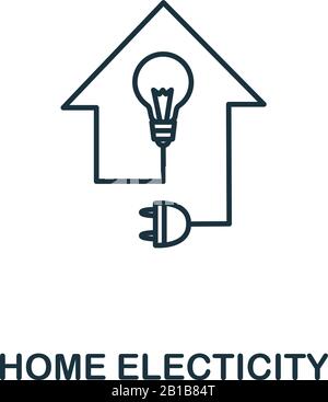 Stromsymbol für zu Hause aus der Sammlung sauberer Energie. Einfaches Line-Element Elektrizitätssymbol für Vorlagen, Webdesign und Infografiken Stock Vektor