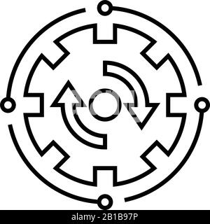 Zeilensymbol für Datensynchronisierung, Konzeptzeichen, Konturvektorabbildung, lineares Symbol. Stock Vektor