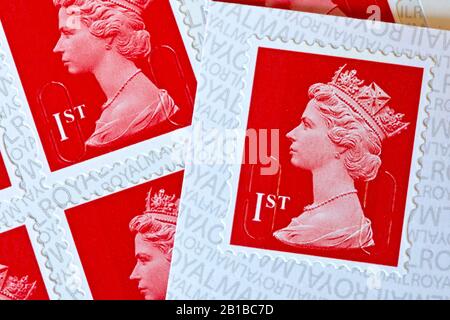 Royal Mail-1. Klasse-Briefmarken Stockfoto
