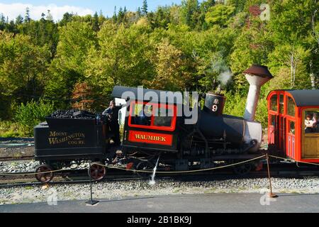 Historische Dampflokmaschine Mount Washington, New Hampshire, USA. Stockfoto