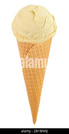 Eiscremefarben im Kegel auf weißem Grund mit Schneideweg. Stockfoto