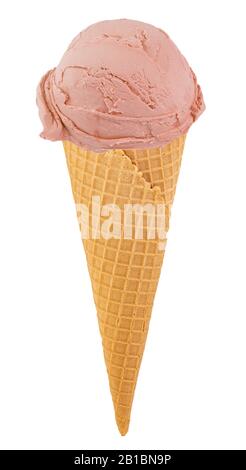Eiscremefarben im Kegel auf weißem Grund mit Schneideweg. Stockfoto