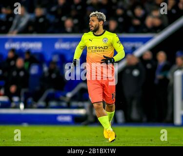 Februar 2020, King Power Stadium, Leicester, England; Premier League, Leicester City gegen Manchester City: Sergio Aguero (10) von Manchester City während des Spiels Stockfoto