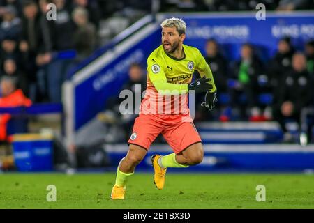 Februar 2020, King Power Stadium, Leicester, England; Premier League, Leicester City gegen Manchester City: Sergio Aguero (10) von Manchester City während des Spiels Stockfoto