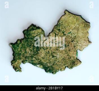 Satellitenansicht der Molise-Region. Italien. 3D-Rendering. Physische Karte von Molise, Ebenen, Bergen, Seen, Gebirgszug der Apenninen Stockfoto