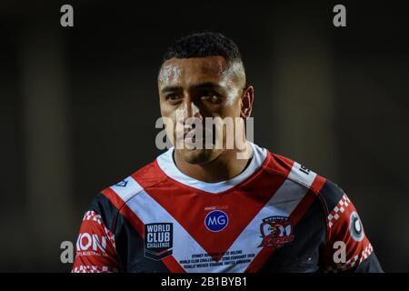 Februar 2020, Totally Wicked Stadium, St Helens, England; World Club Challenge, Saint Helens / Sydney ROOSTERS: Siosiua Taukeiaho (10) von Sydney ROOSTERS Stockfoto