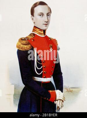 Großfürst Nikolai Nikolaevich der ältere ist der Sohn des russischen Kaiser Nikolaus I. Pavlovich. Gemälde von N. Kharitonov, 19. Jahrhundert Stockfoto