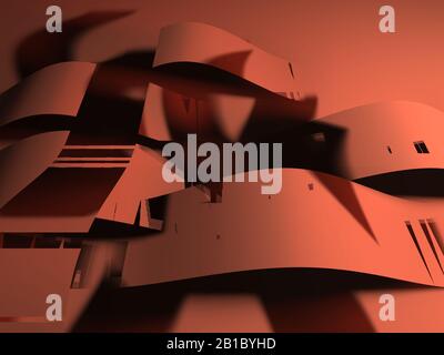 Abstrakter digitaler Grafikhintergrund, Streifen Installationsmuster mit Glitch-Zonen, 3D-Rendering-Abbildung Stockfoto