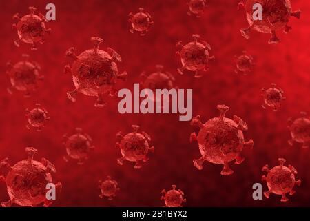 Coronavirus Konzept. Epidemievirus. Biologielehrungswissenschaftliches Konzept. Medizinischer Hintergrund. Stockfoto