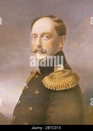 Der russische Kaiser Nikolaus I. Pavlovich. Das Gemälde des 19. Jahrhunderts Stockfoto