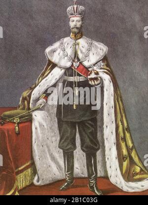 Der russische Kaiser Nikolaus II. Alexandrowitsch. Gravur des 19. Jahrhunderts Stockfoto