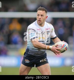 Februar 2020, AJ Bell Stadium, Eccles, England; Betfred Super League, Salford Red Devils gegen Leeds Rhinos: Luke Gale of Leeds Rhinos. Stockfoto