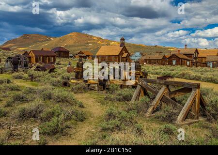 Bodie, Kalifornien, USA- 03. Juni 2015: Die Methodistische Kirche in Bodie, Geisterstadt. Bodie State Historic Park. Verlassene Holzhäuser. Bodie Hills in Th Stockfoto