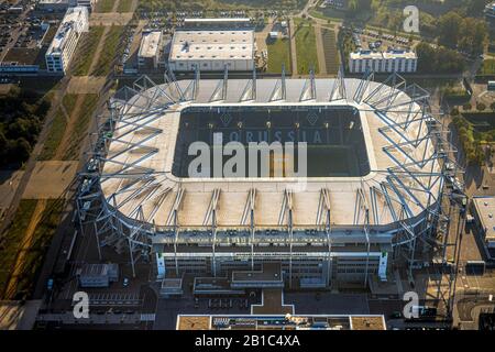 Luftbild, Fußballstadion BORUSSIA-PARK, Fußballclub Borussia Mönchengladbach, Premier-League-Stadion, Mönchengladbach, Niederrhein, Nordrhin Stockfoto