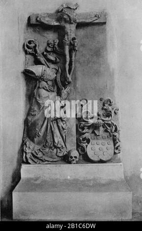 Sandsteinepitaph Fürstenwalde für Bischof Dietrich von Bülow in der Domkirche. Stockfoto