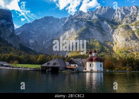 Kirche Sant Bartholomä am Königssee in Bayern Stockfoto