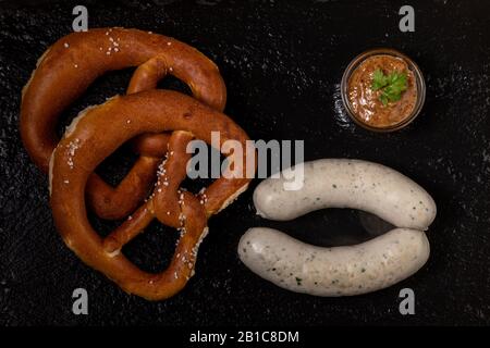 paar bayerische Weißwürste Stockfoto