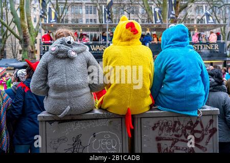 Rosenmontagszug in DŸsseldorf, Straßenkarneval, Stockfoto