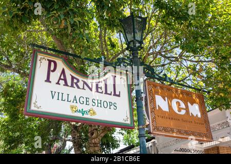 Parnell Village Shops Schild, Parnell Road, Parnell, Auckland, Auckland Region, Neuseeland Stockfoto