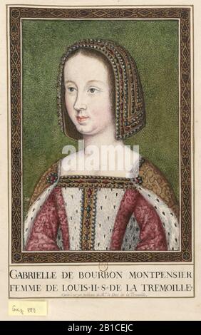 Gabrielle de Bourbon, Ehefrau von Louis II. De La Tremoille (Kopie von Gaignieres). Stockfoto