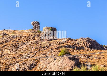 Das alte Schloss von Lambi, in Vigla, in Skala Eressos, Lesbos, Griechenland. Stockfoto