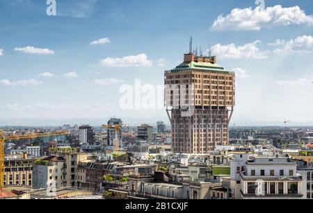 Skyline von Mailand mit Velasca Tower (Torre Velasca), Italien Stockfoto