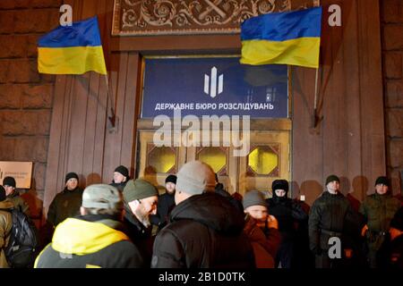 Kiew, Ukraine. Februar 2020. Aktivisten forderten die Freilassung von Irina Venediktova, Direktorin des staatlichen Untersuchungsbüros, im Zusammenhang mit ihrer Erklärung, die Amnestie für Teilnehmer der Revolution In Würde abzuschaffen. (Foto von Aleksandr Gusev/Pacific Press) Credit: Pacific Press Agency/Alamy Live News Stockfoto