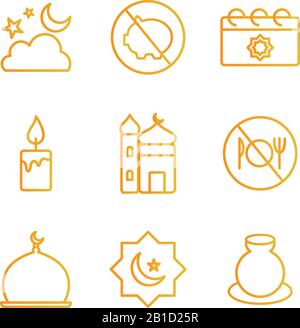 Das Symbol für den Ramadan Gradientenstil setzt das Vektordesign Stock Vektor