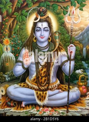 Hinduismus fürst shiva gott Ochse Schlange Tier spirituelle Illustration heilig Stockfoto