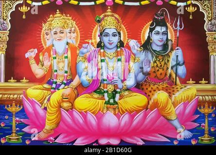 Lord Brahma heilige Rama und Shiva hinduismus spirituelle Illustration Stockfoto