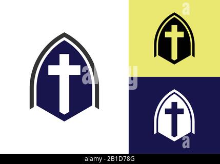 Kirchenlogo. Christliche Symbole. Das Kreuz Jesu Stock Vektor