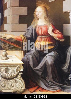 Leonardo da Vinci. Verkündigung. Details. 1475-1478 Stockfoto