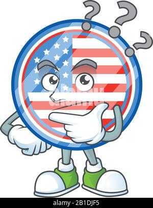 Circle Badges USA Cartoon Maskottchen Stil in einer verwirrten Geste Stock Vektor